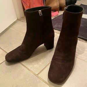 Prada suede ankle boots 37.5 dark brown